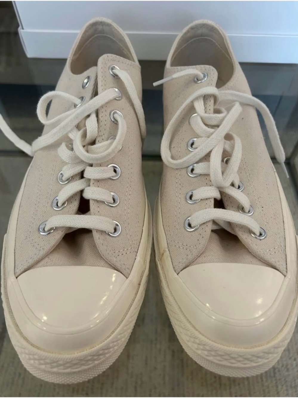 Converse Cream Canvas Low-Top Sneakers